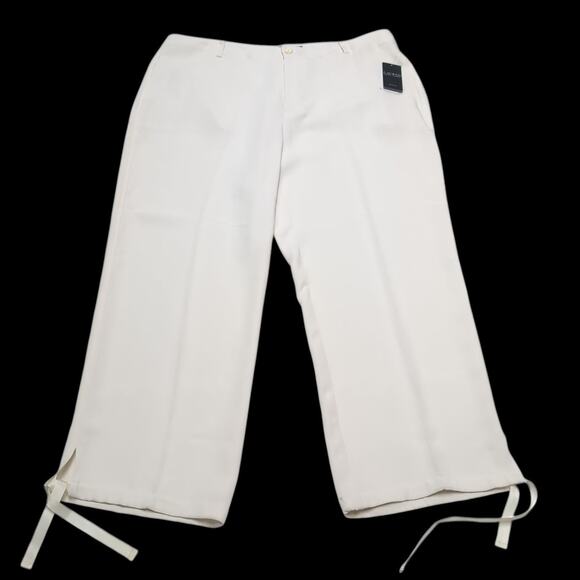 LRL Ralph Lauren Elevated Crop Pants Womens Plus Size 14W Cream Pockets NEW NWT - Picture 2 of 14